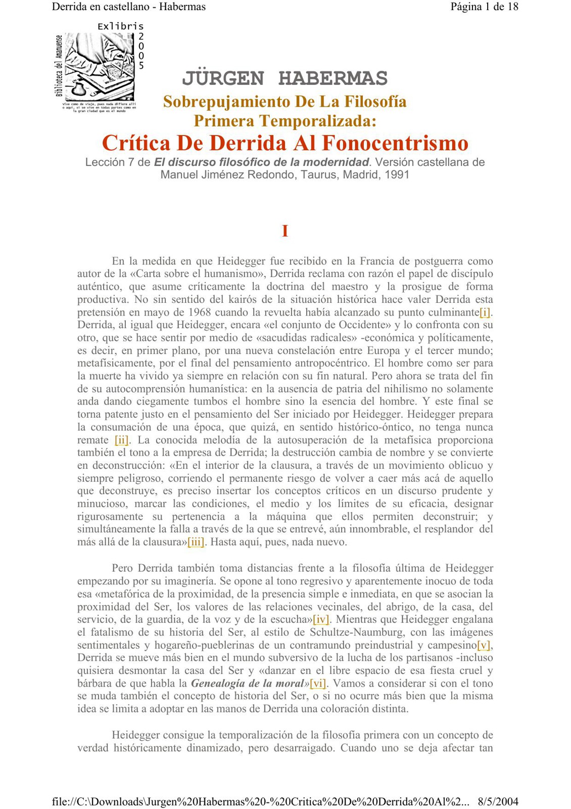 Crítica de Derrida al Fonocentrismo